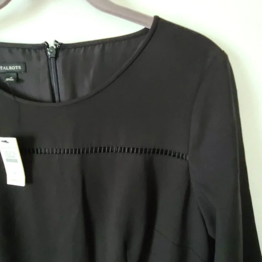 Talbots Fit & Flare LBD Dress 3/4 Sleeve Dress Sz 4 Black Zip Dressy NWT $149 - Picture 4 of 10